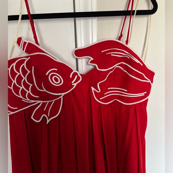 Farm Rio Red Fish Embroidered Dress - Picture 2 of 8